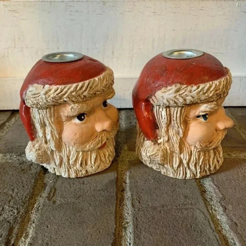 NEW Pair of Classic Santa Christmas Decorative Candle Holder - Picture 5 of 7